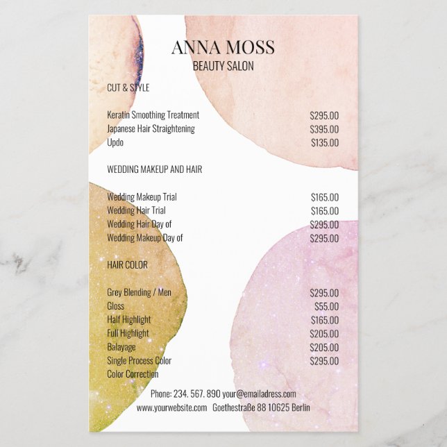 Moderner Pastell Glitter Flyer (Vorne)