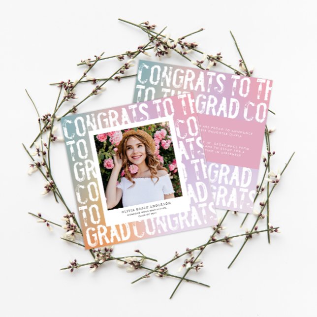 Moderner pastellfarbener Regenbogen Rosa Foto Absc Einladung (Von Creator hochgeladen)