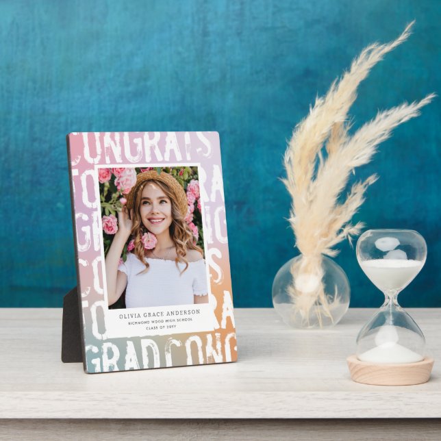 Moderner pastellfarbener Regenbogenrosa, mädchenha Fotoplatte (Seite)