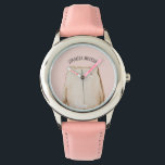 Moderner, pastellfarbener rosafarbener Bär mit Nam Armbanduhr<br><div class="desc">Moderner,  pastellfarbener rosafarbener Bär mit Namen</div>