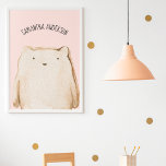 Moderner, pastellfarbener rosafarbener Bär mit Nam Poster<br><div class="desc">Moderner,  pastellfarbener rosafarbener Bär mit Namen</div>