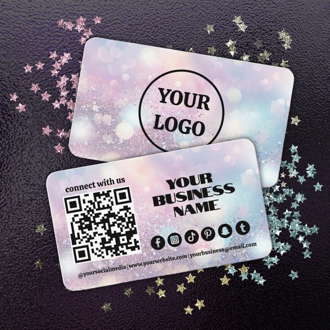 Moderner, pastellrosa, hellbrauner QR-Code Visitenkarte (Von Creator hochgeladen)