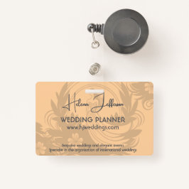 Moderner Peach Motif Logo Hochzeitsplaner Ausweis