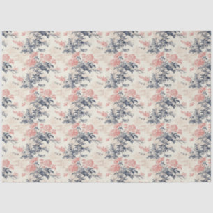 Moderner Peoney Blauleng Toile de Jouy Pattern Seidenpapier