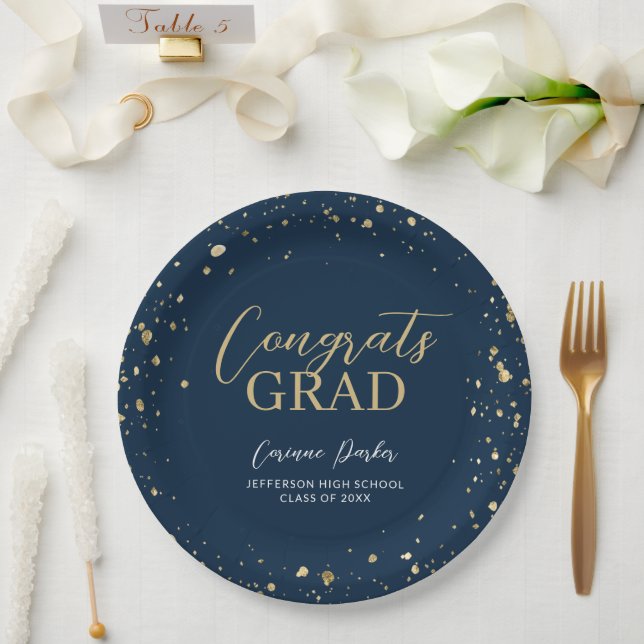 Moderner Personalisierter Abschluss Glitz Pappteller (Hochzeit)