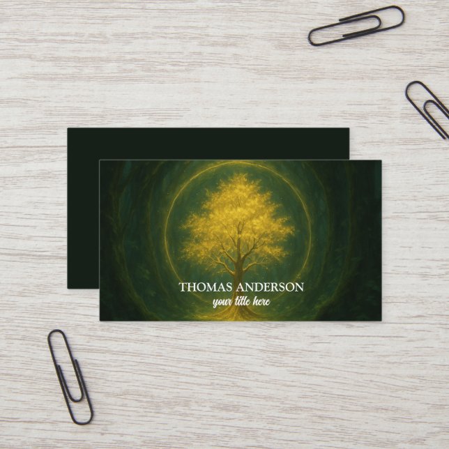 Moderner Personalisierter Baum des Lebens - farben Visitenkarte (Vorderseite/Rückseite Beispiel)