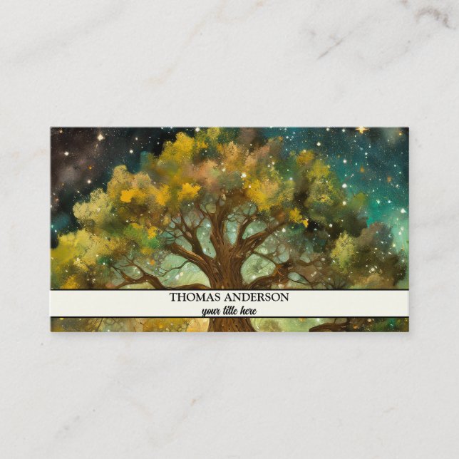 Moderner Personalisierter Baum des Lebens - farben Visitenkarte (Vorderseite)
