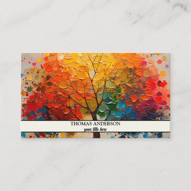 Moderner Personalisierter Baum des Lebens - farben Visitenkarte (Vorderseite)