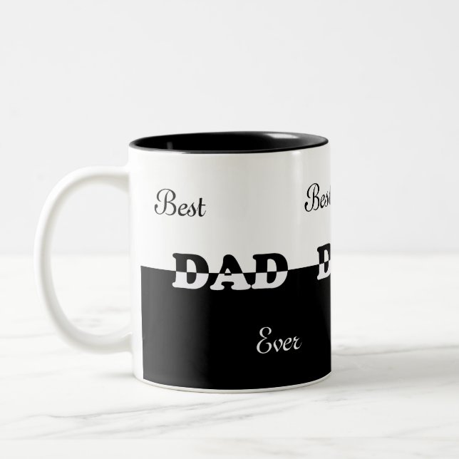 Moderner Personalisierter bester Vater in Schwarz  Zweifarbige Tasse (Links)