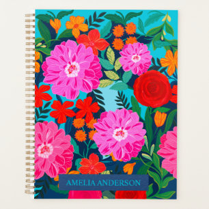 Moderner personalisierter Blumenname Planer