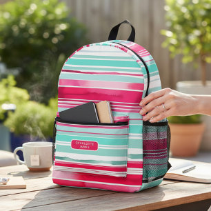 Moderner Personalisierter Cyan Magenta-Name Bedruckter Rucksack