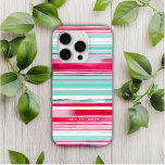 Moderner Personalisierter Cyan Magenta-Name Case-Mate iPhone Hülle<br><div class="desc">Moderne Preppy Cyan Magenta Watercolor Stripe Muster Personalisiert Name iPhone 15 Pro Hüllen verfügt über Ihren personalisierten Namen, Monogramm oder Initalien in einer einfachen Skripttypografie auf einem modernen cyan und mageneta Wasserfarbe Streifen Hintergrund. Perfektes Geschenk für sie zum Geburtstag, Mutter zum Muttertag, Schwester oder Bestie für Weihnachten und Feiertage. Entworfen...</div>