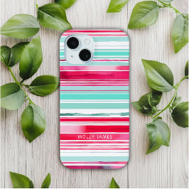 Moderner Personalisierter Cyan Magenta-Name Case-Mate iPhone Hülle