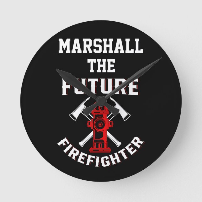 Moderner personalisierter Feuerwehrmann Runde Wanduhr (Vorderseite)