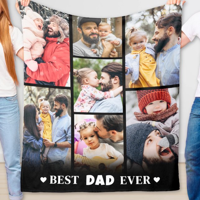 Moderner Personalisierter Fotocollage-Vater Fleecedecke (Modern Personalized Family Photo Collage Dad Fleece Blanket)