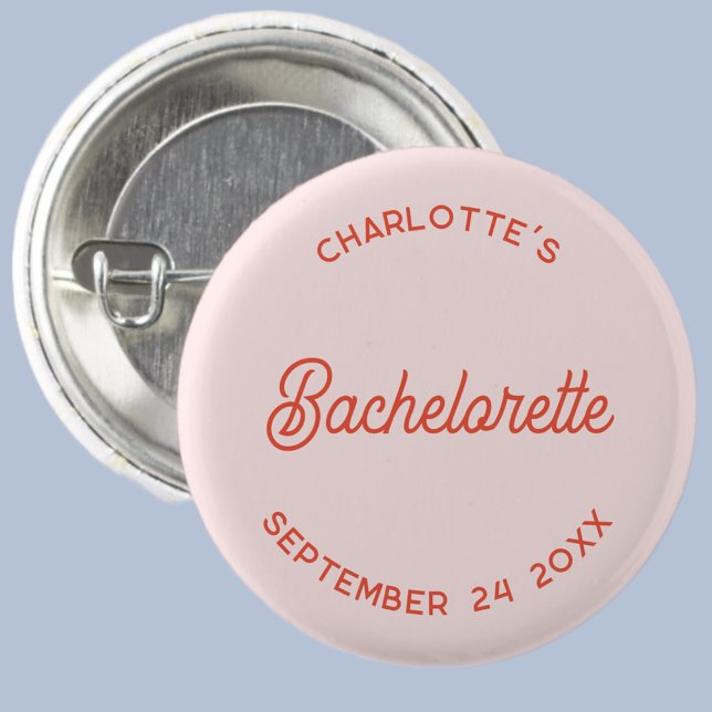Moderner Personalisierter Junggeselinnen-Abschied Button (Modern fun bachelorette party personalized name date button badge)