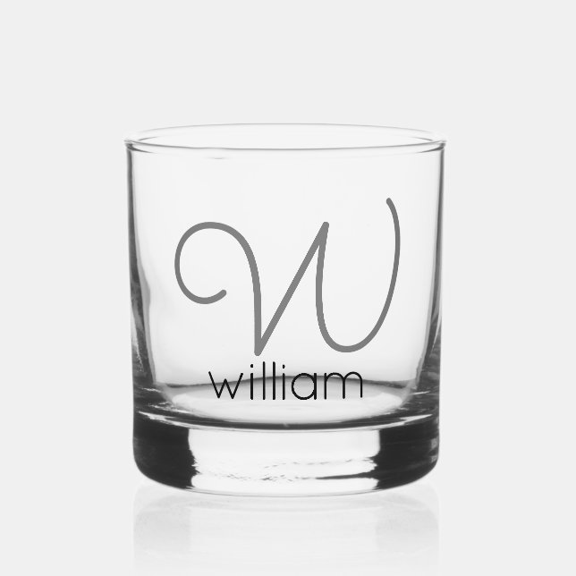 Moderner Personalisierter Monogram Cocktail Trinkb Whiskyglas (Vorderseite)