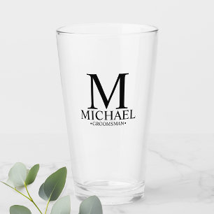 Moderner Personalisierter Monogramm- und Name-Trau Glas