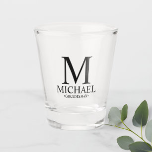 Moderner Personalisierter Monogramm- und Name-Trau Schnapsglas
