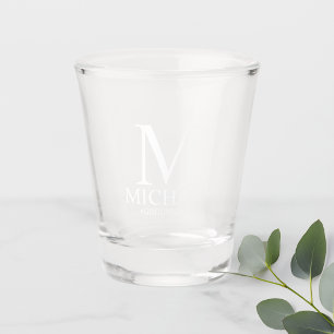 Moderner Personalisierter Monogramm- und Name-Trau Schnapsglas