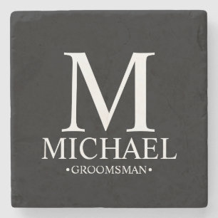 Moderner Personalisierter Monogramm- und Name-Trau Steinuntersetzer
