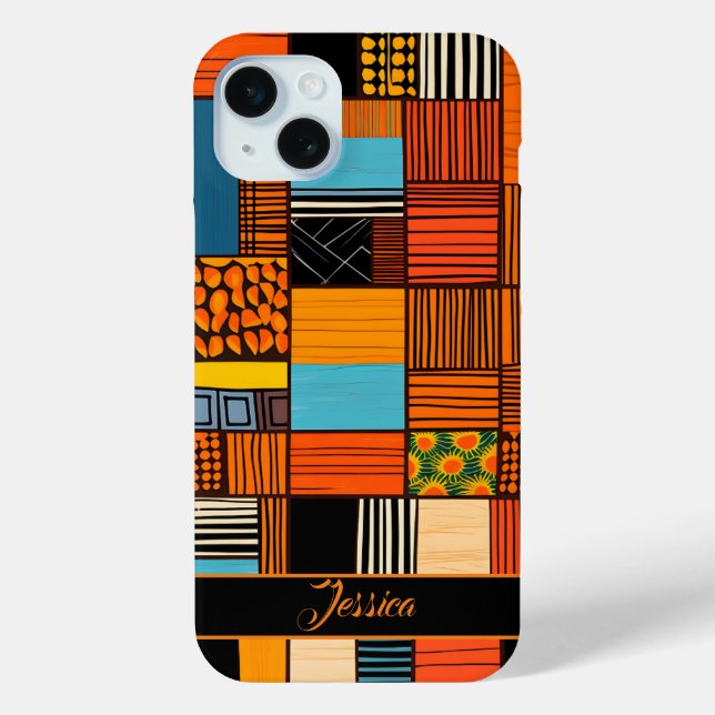 Moderner Personalisierter Name afrikanischer Print Case-Mate iPhone Hülle (Rückseite)