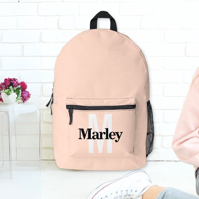 Moderner Personalisierter Name Fett Blush Pink Bedruckter Rucksack (Von Creator hochgeladen)