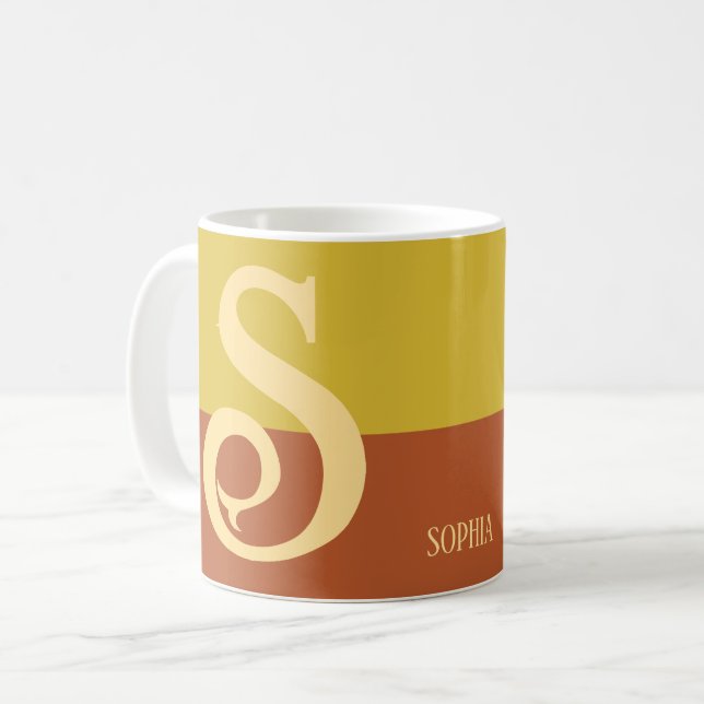 Moderner Personalisierter Name Letter Erntedank Kaffeetasse (Vorderseite Links)
