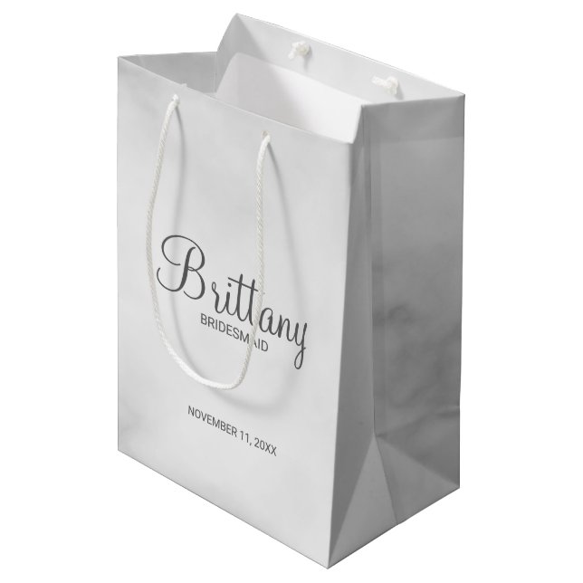 Moderner Personalisierter Name Mittlere Geschenktüte (Vorderseite Schrägansicht)