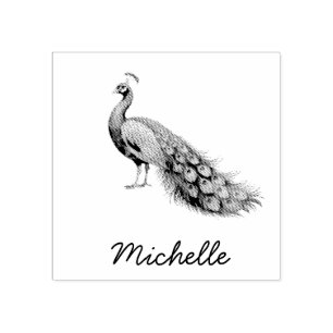 Moderner Personalisierter Name Peacock Gummistempel
