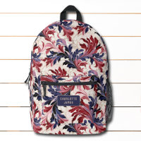 Moderner Personalisierter Name Red Blue Floral