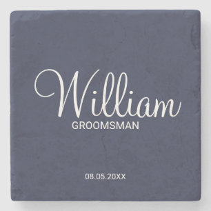 Moderner Personalisierter Navy-Blue-Trauzeuge Steinuntersetzer