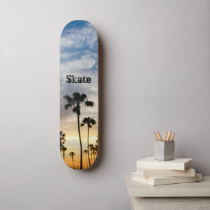 Moderner Personalisierter Palmenbaum, blau gelb, S Skateboard