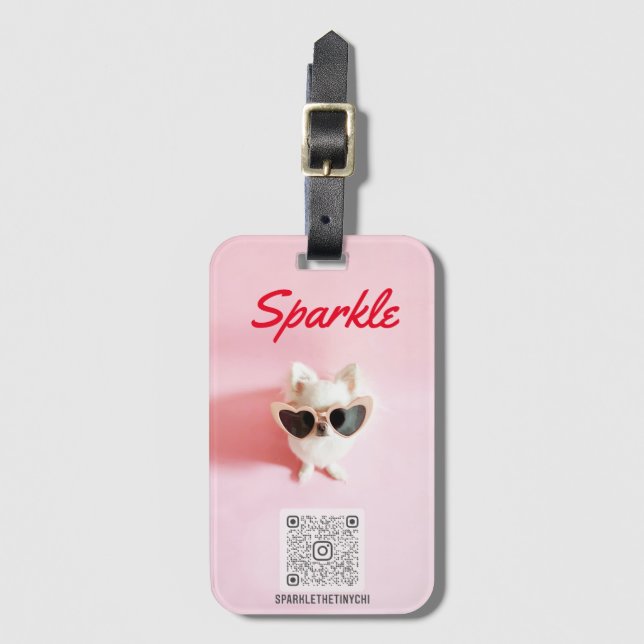 Moderner Personalisierter QR-Code für Foto mit ben Gepäckanhänger (Vorderseite Vertikal)