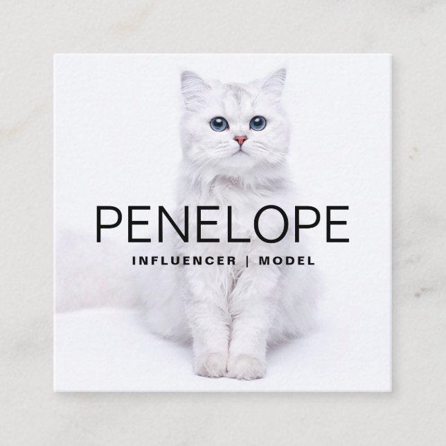 Moderner Personalisierter QR-Code mit zwei Fotos Quadratische Visitenkarte (Vorderseite)