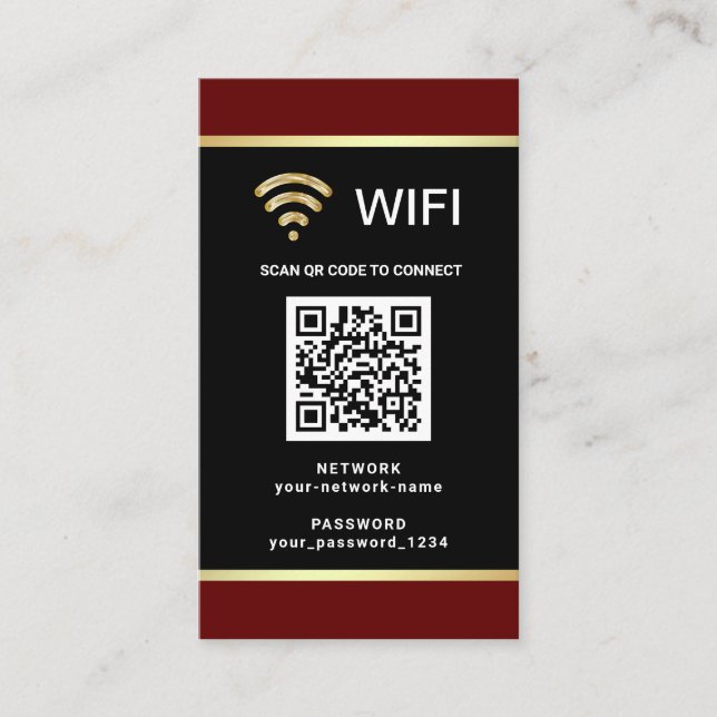 Moderner personalisierter QR-Code Wifi-Netzwerk-Pa Visitenkarte (Vorderseite)