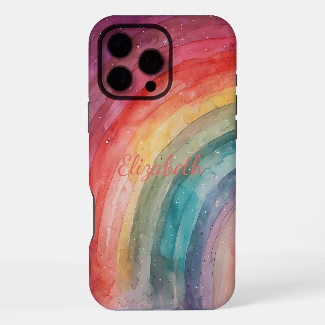 Moderner Personalisierter Regenbogen iPhone Hülle (Rückseite)