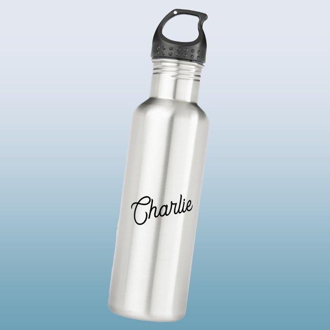 Moderner Personalisierter Skriptname Edelstahlflasche (Personalized name modern script font stainless steel water bottle)
