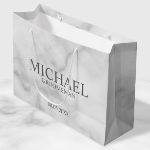 Moderner Personalisierter Trauzeuge aus weißem Mar Große Geschenktüte