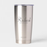 Moderner Personalisierter Trauzeuge für Skripte Thermobecher<br><div class="desc">Personalisierte Trauzeuge Geschenke mit dem Namen des personalisierten Trauzeugen im modernen,  schwarz-Script-Schriftart-Stil mit Titel und Hochzeitstag im modernen Sans Serif Schriftart Stil. Auch perfekt für Trauzeuge,  Brautvater,  Brautjungfrau,  Trauzeugin,  Brautmutter und mehr.</div>