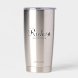 Moderner Personalisierter Trauzeuge für Skripte Thermobecher<br><div class="desc">Personalisierte Trauzeuge Geschenke mit dem Namen des personalisierten Trauzeugen im modernen,  schwarz-Script-Schriftart-Stil mit Titel und Hochzeitstag im modernen Sans Serif Schriftart Stil. Auch perfekt für Trauzeuge,  Brautvater,  Brautjungfrau,  Trauzeugin,  Brautmutter und mehr.</div>