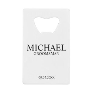 Moderner Personalisierter Trauzeuge in Schwarz/Wei Geldbeutel Flaschenöffner