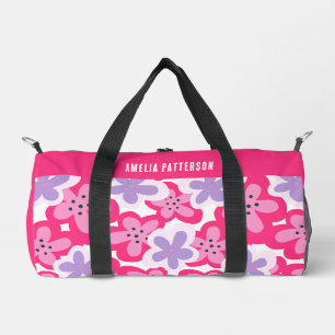 Moderner Personalisierter tropischer Rosa-Blütenna Duffle Bag