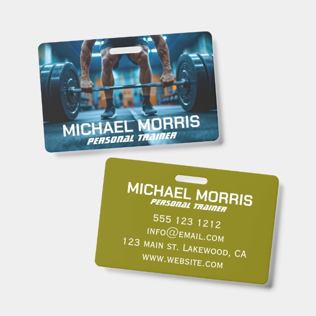 Moderner persönlicher Trainer Fitnessstudio-Coach Ausweis (Vorder- & Rückseite)