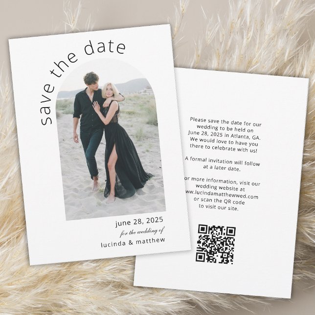 Moderner Pfeil Save the Date mit QR-Code (Von Creator hochgeladen)