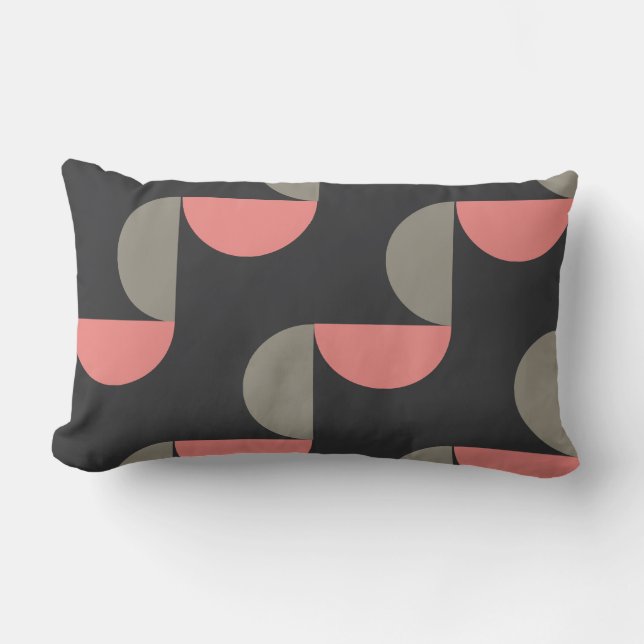 Moderner Pfirsich und Grau aus dem Mittelalter Lendenkissen (Vorderseite)