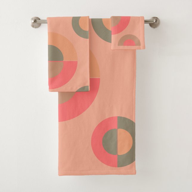 Moderner Pfirsich und Olivenhain aus dem Mittelalt Badhandtuch Set (Insitu)