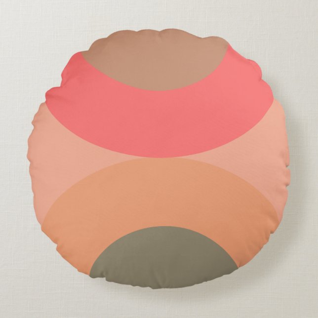 Moderner Pfirsich und Olivenhain aus dem Mittelalt Rundes Kissen (Vorderseite)