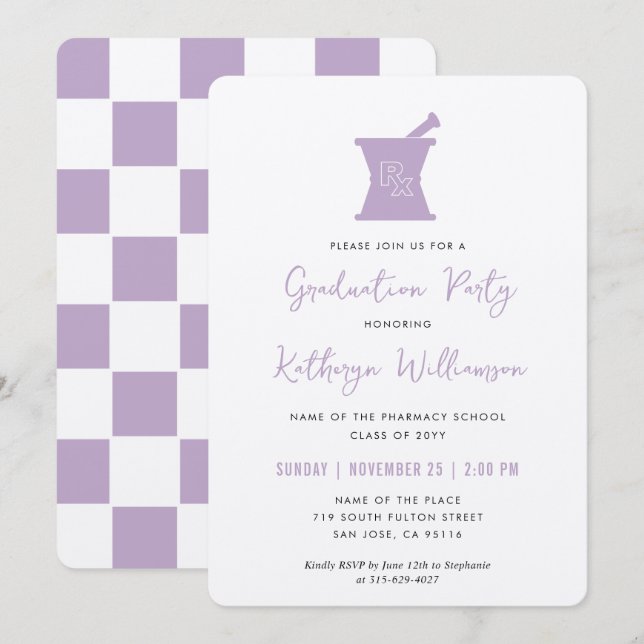 Moderner PharmD Pharmacy School Abschluss Einladung (Vorne/Hinten)