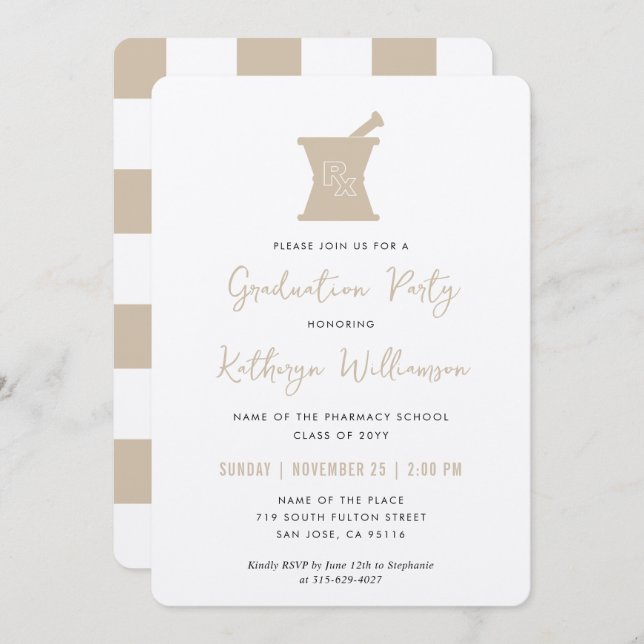 Moderner PharmD Pharmacy School Abschluss Einladung (Vorne/Hinten)